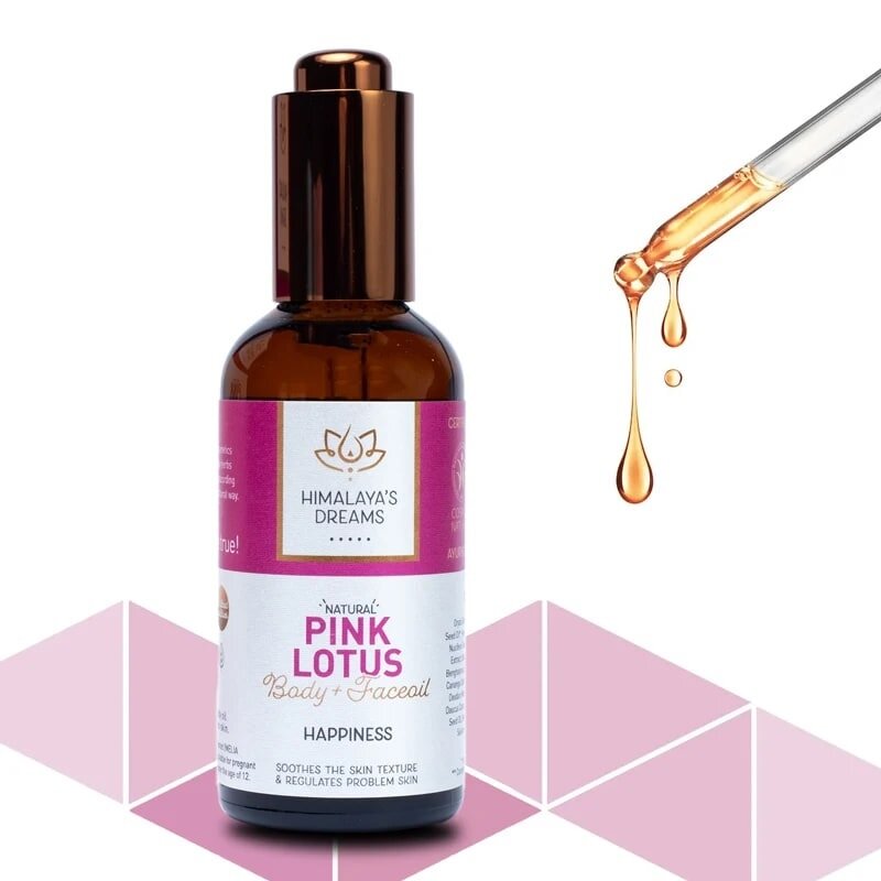 Ayurvedische Pink Lotus huid en gezichtsolie himalaya dreams