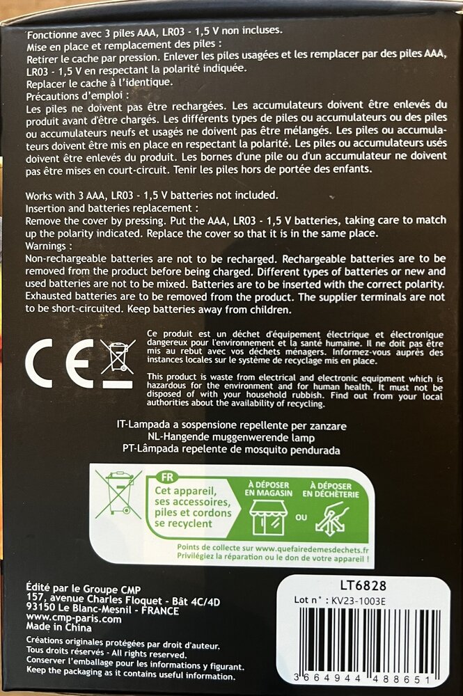 Muggenlamp op batterij