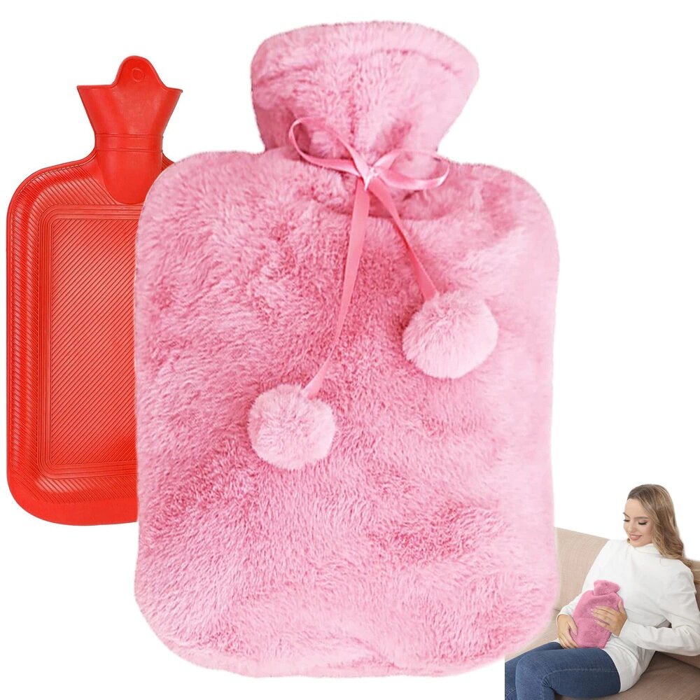 warmwaterkruik pluche roze - 1.7 liter