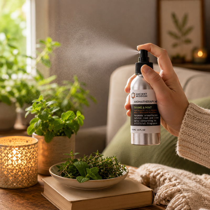 Tijm en munt etherische olie spray 100 ml &ndash; Ancient Wisdom