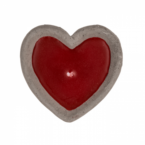 Kaars rood hartvorm in beton 2 stuks