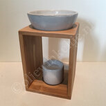 Olieverdamper hout abstract wit ca 17cm Olieverdamper hout abstract wit ca 17cm